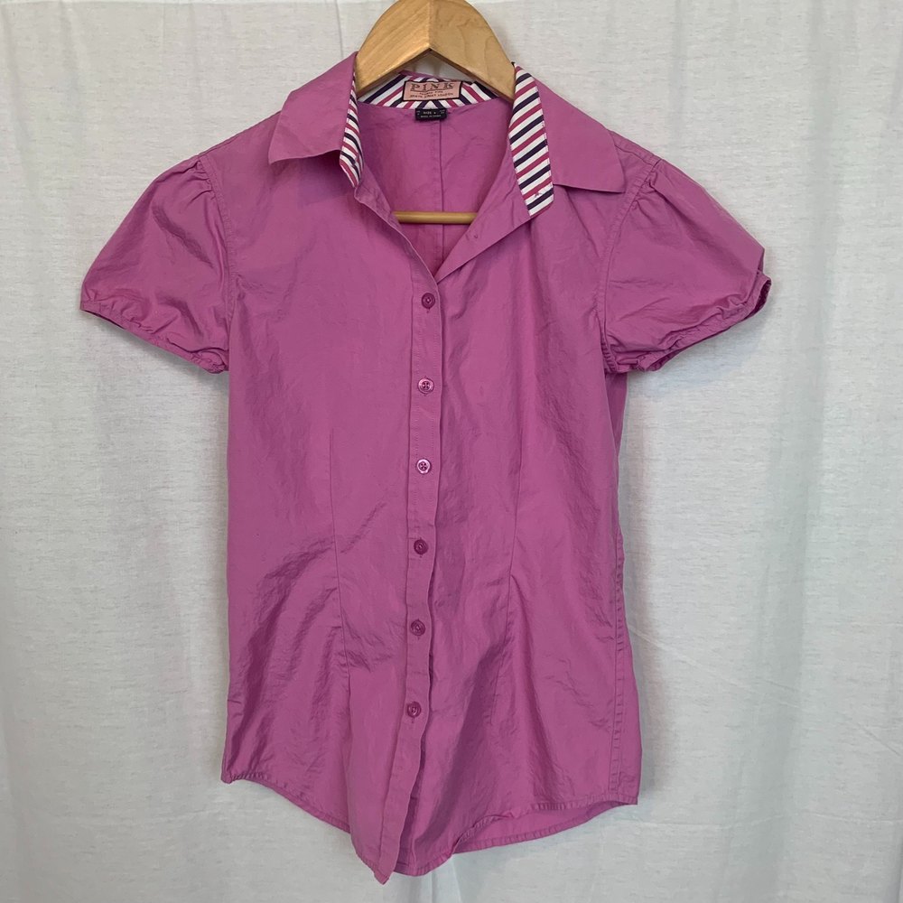 Thomas Pink Women's Short Sleeve Button Front Shirt 100% Cotton Size 6 ( US 2 )